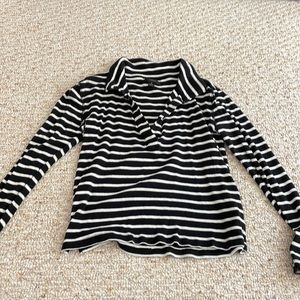 J Crew Black and White ribbed v neck polo